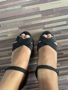 Black Suede Wedge Sandals