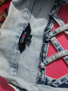 Glaiyor Denim Vest with Cutout Back