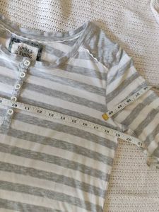 M&amp;S Striped Henley Tunic Top