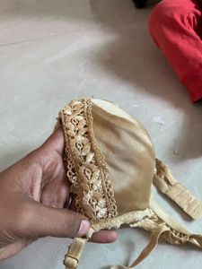 Satin Lace Trim Bra