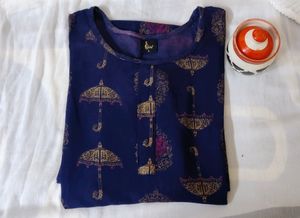 Blue Colour Umbrella Printed Kurta