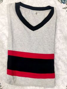 Men's Striped V-Neck Long Sleeve T-Shirt