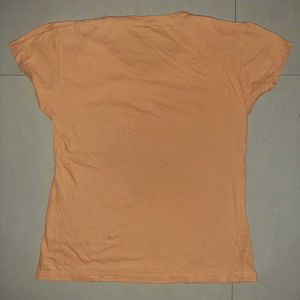 Peach Cotton Graphic T-Shirt