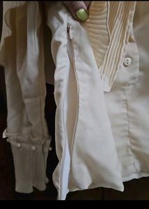 Elegant Pleated Cape Blouse with side zip
