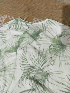 White Tropical Print T-Shirt