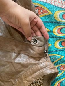 Stylish Snake skin Brown Faux Leather Jacket