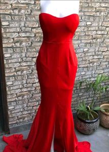 Elegant Red Strapless Mermaid Dress