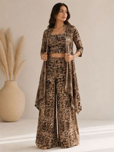 Brown Animal Print 3-Piece Co-Ord Set