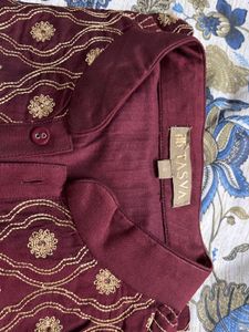 Tasva Maroon Thread Embroidered Kurta Set