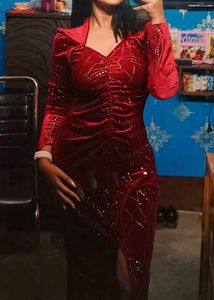 Elegant Red Sequin Gown