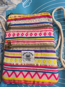 Boho Embroidered Zipper Pouch Sling Bag