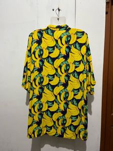 Vibrant Banana Print Button-Up Shirt