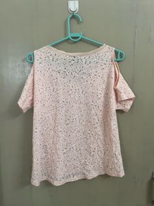 Pastel Lace Cold Shoulder Top