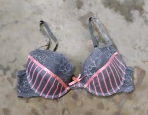 Grey Lace Padded Bra