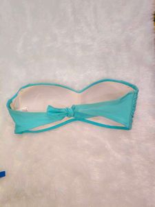 Teal Bikini Top with Geometric Embroidery