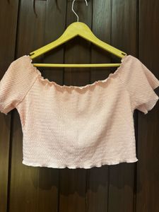 Chic Off-Shoulder Smocked Crop Top