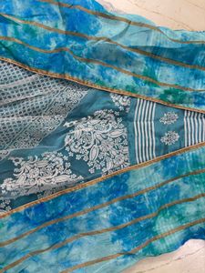 Stunning Blue &amp; White Ethnic Gown