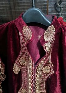 Elegant Embroidered Velvet Jacket with net dupatta