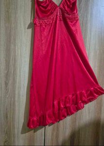 Lace Trim Velvet Nightgown