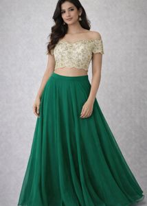 green skirt or lehenga