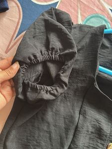 Chic Black Puff Sleeve Button-Up Top