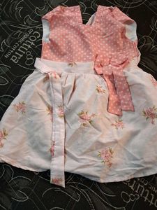 Cute orange peachish Polka Dot & Floral Dress