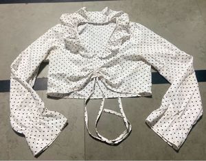 Chic Polka Dot Ruched Crop Top