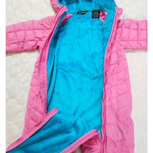 Pink Padded Baby Snowsuit