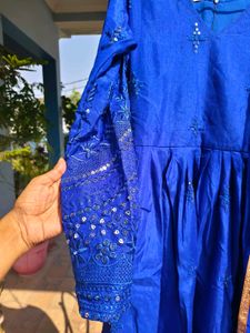 Blue anarkali kurta duppatta set