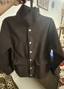 Brown Corduroy Jacket with White Buttons
