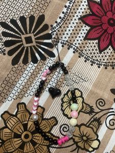 Beaded Heart Phone Charm Strap