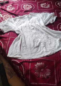 White Puff Sleeve Embroidered Top