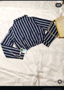 ❤️Striped Tie-Front Crop Top❤️