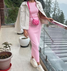 Pink Bodycon Midi Dress