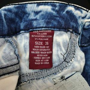 Distressed Acid Wash Denim Shorts