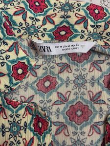 Boho Floral Print Cropped Shirt