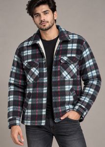 Man's Cozy Plaid Fleece Jacket