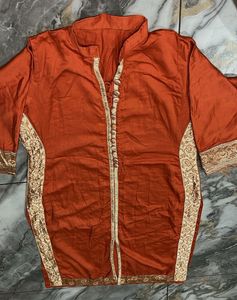 Orange Embroidered Kurta and skirt
