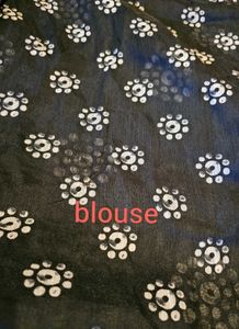 Black &amp; White Batik Linen Saree