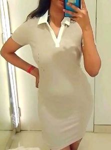 Casual Beige Polo Dress