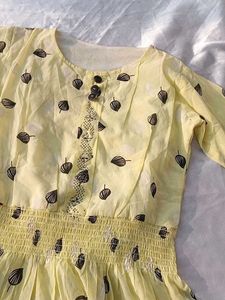 Lemon Yellow Printed Top