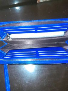 Blue Zipper Clutch Bag