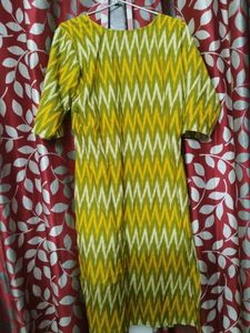 Green &amp; Yellow Ikat Print Kurta
