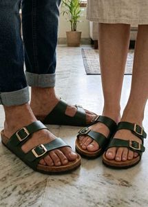 Stylish Dark Green Buckle Sandals
