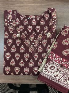 Embroidered Maroon Kurta