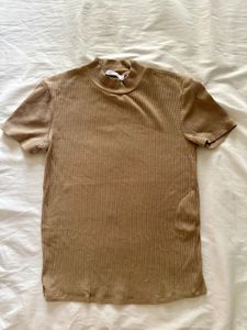 ZARA Ribbed Mock Neck Top