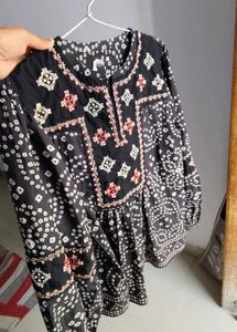 Black Bandhani Print Kurti