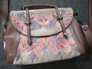 Embroidered Suede &amp; Leather Handbag (kashmiri hand