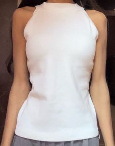 White Halter Neck Tank Top