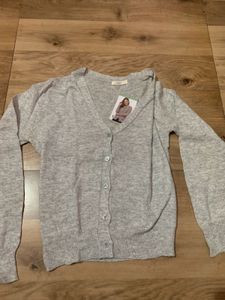Gray Button-Up Cardigan Sweater